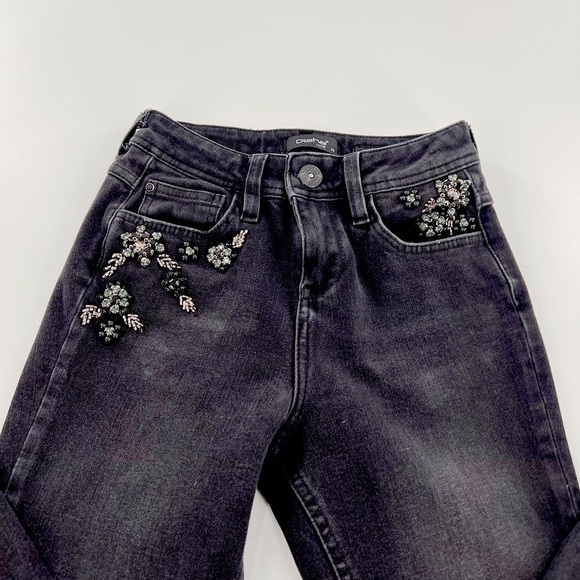 DOSHE Black Embroidery Skinny Jeans Size 26 High Waist ANGEL - Picture 7 of 9